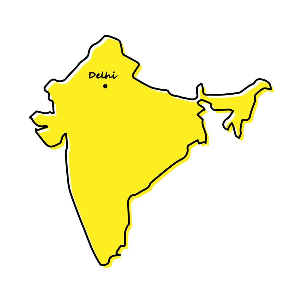 semplice schema carta geografica di India con capitale Posizione vettore
