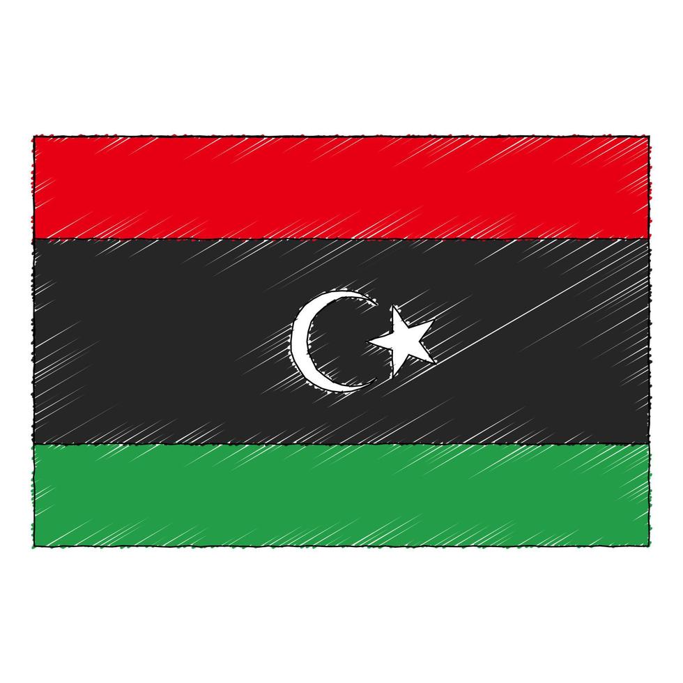 mano disegnato schizzo bandiera di Libia. scarabocchio stile icona vettore