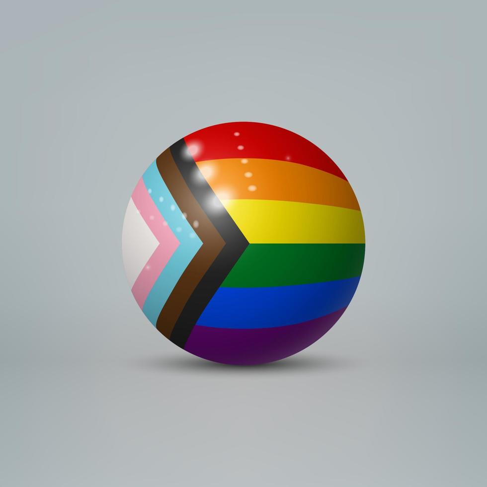 palla con bandiera di progressivo orgoglio su bianca sfondo. vettore