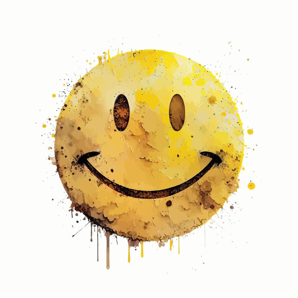 acquerello giallo Sorridi emoji vettore