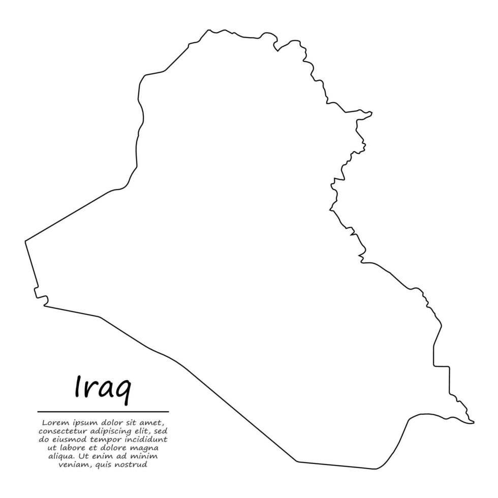 semplice schema carta geografica di Iraq, nel schizzo linea stile vettore