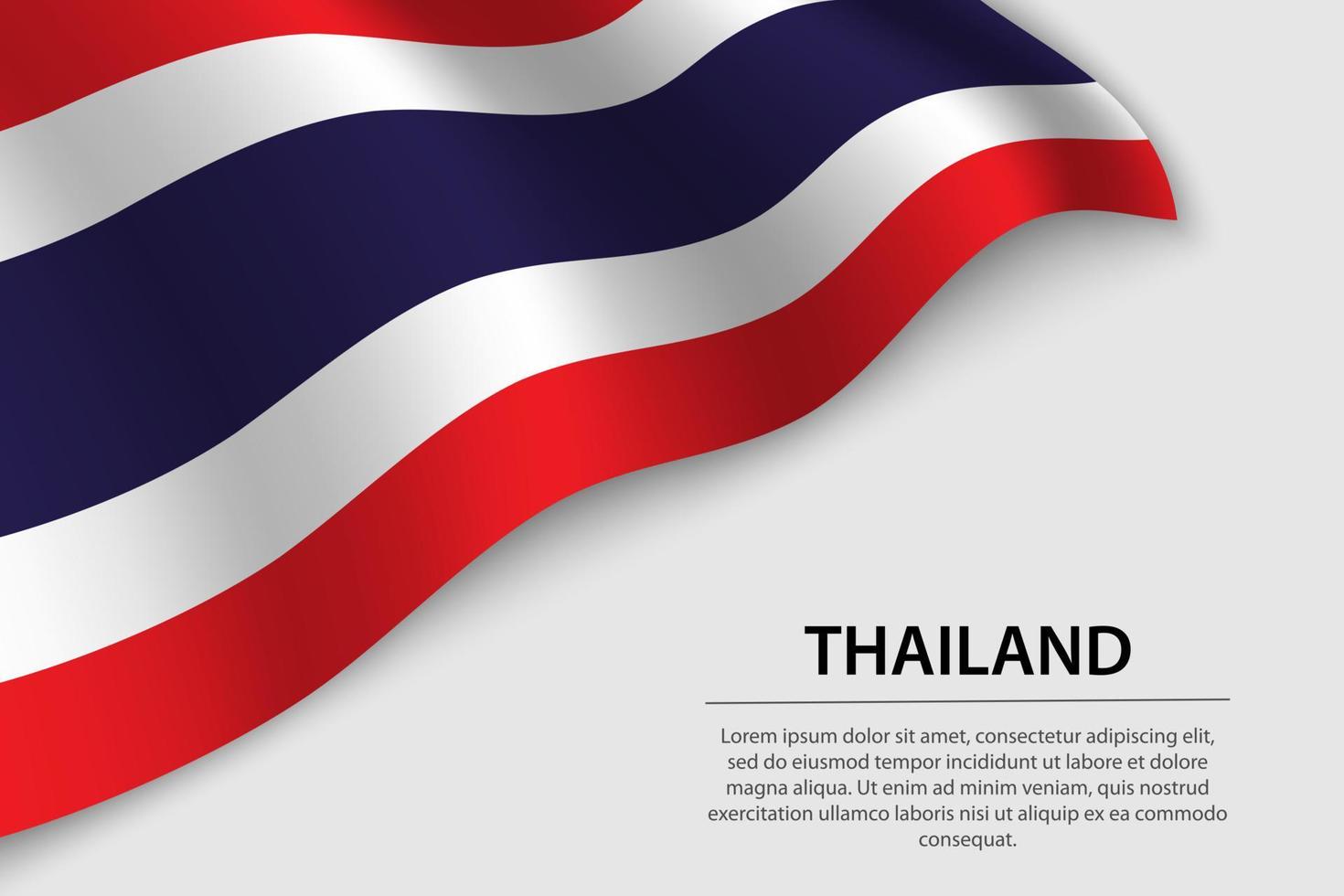 onda bandiera di Tailandia su bianca sfondo. bandiera o nastro vect vettore