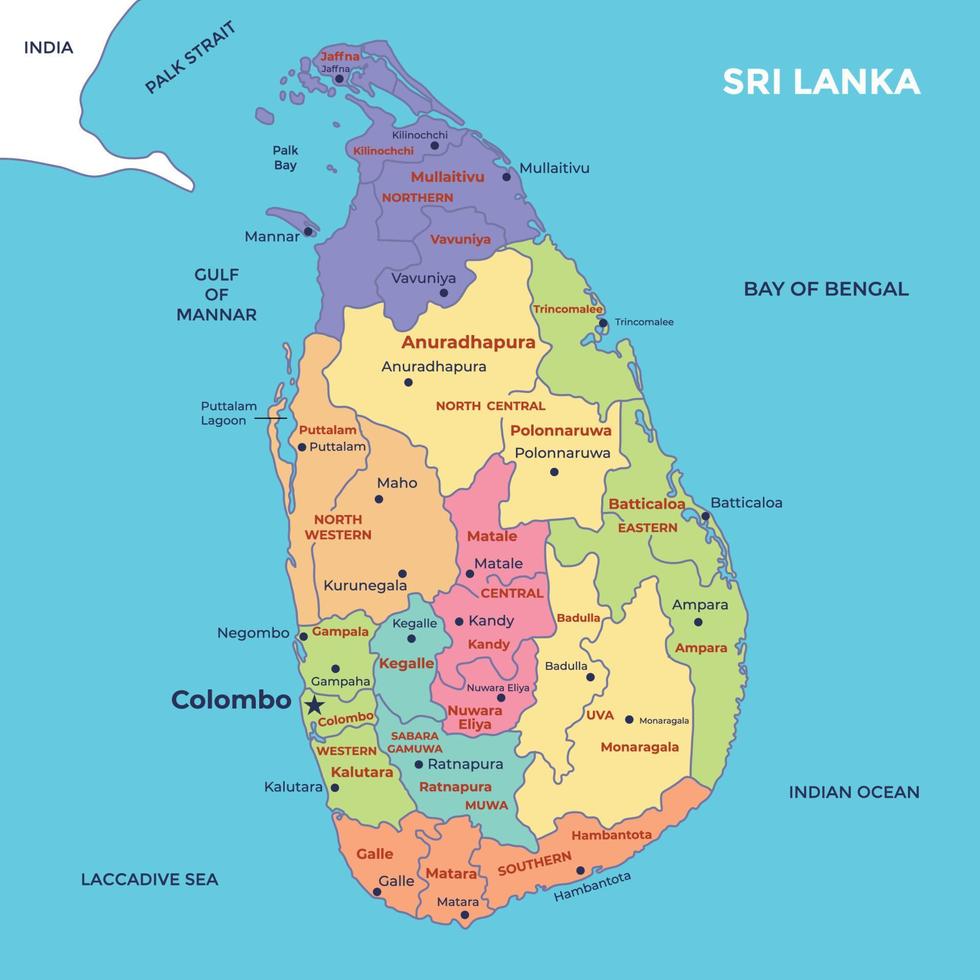 dettagliato sri lanka carta geografica vettore