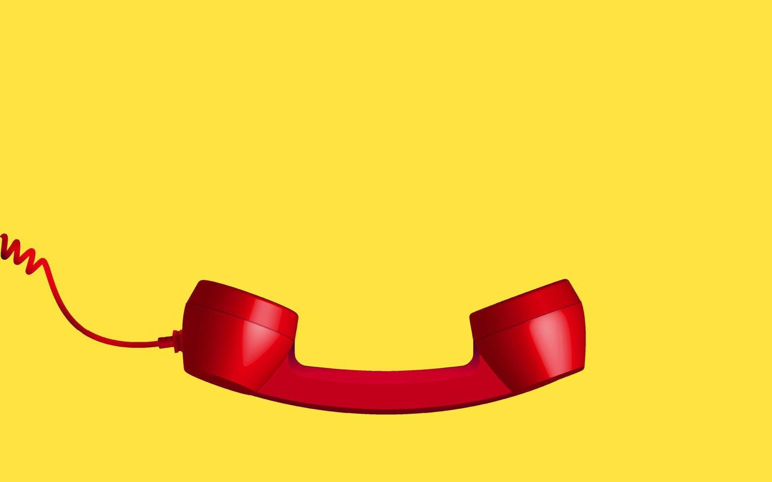3d rosso Vintage ▾ Telefono ricevitore isolato su giallo sfondo. retrò analogico telefono portatile. vecchio comunicare tecnologia. oggetto composizione parte inferiore sfondo vettore illustrazione