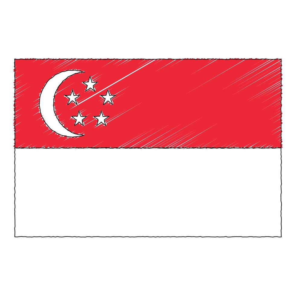 mano disegnato schizzo bandiera di Singapore. scarabocchio stile icona vettore
