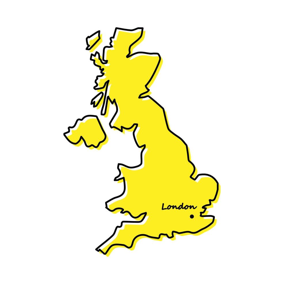 semplice schema carta geografica di unito regno con capitale Posizione vettore