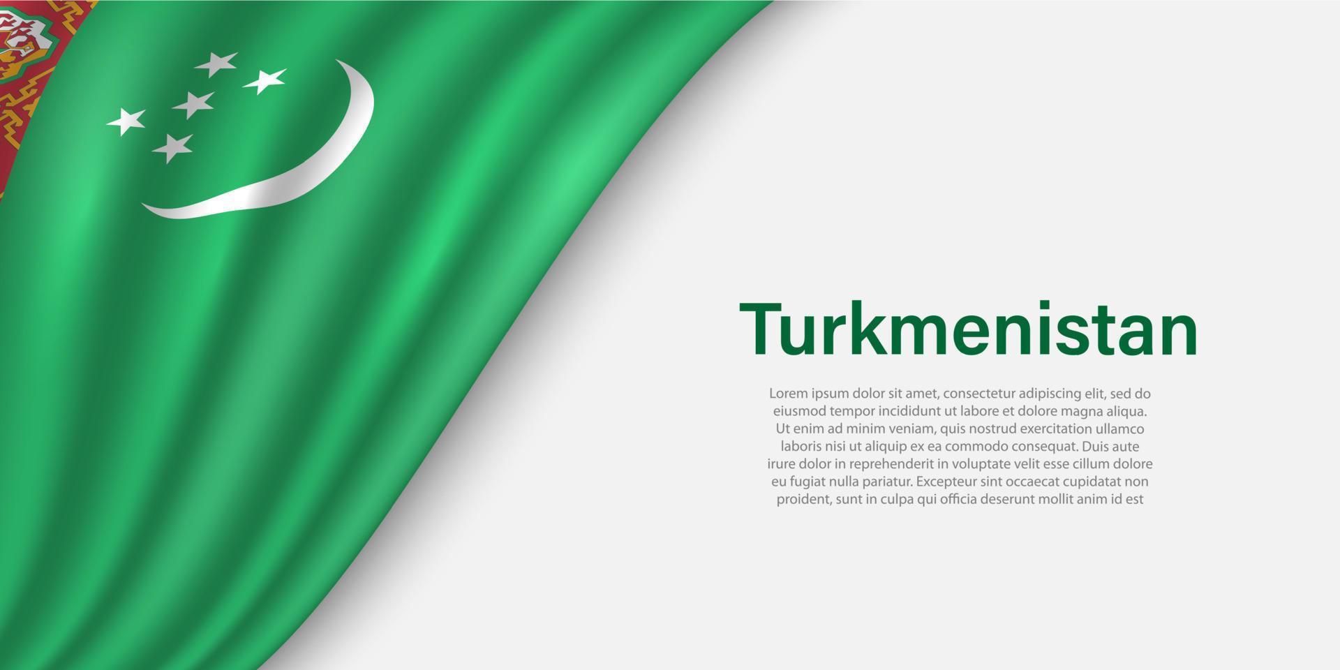 onda bandiera di turkmenistan su bianca sfondo. vettore