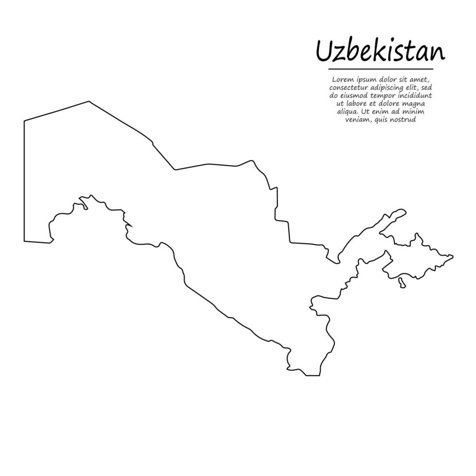 semplice schema carta geografica di Uzbekistan, nel schizzo linea stile vettore