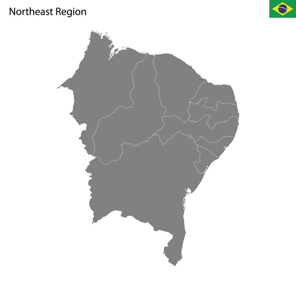 alto qualità carta geografica nord-est regione di brasile, con frontiere vettore