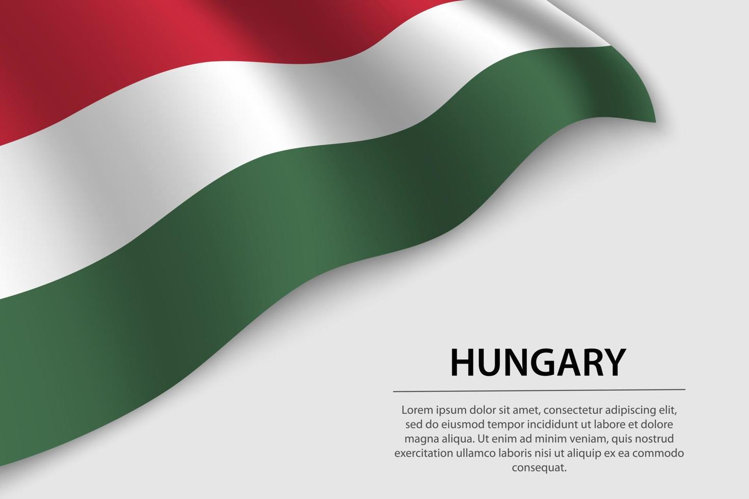 onda bandiera di Ungheria su bianca sfondo. bandiera o nastro vecto vettore