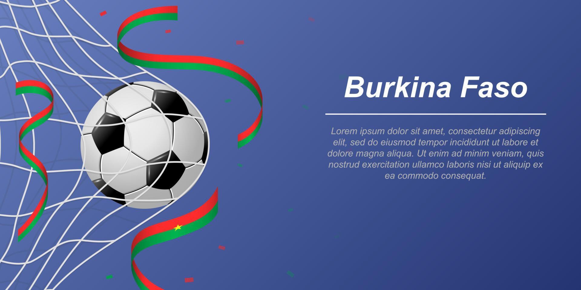 calcio sfondo con volante nastri nel colori di il bandiera di burkina faso vettore