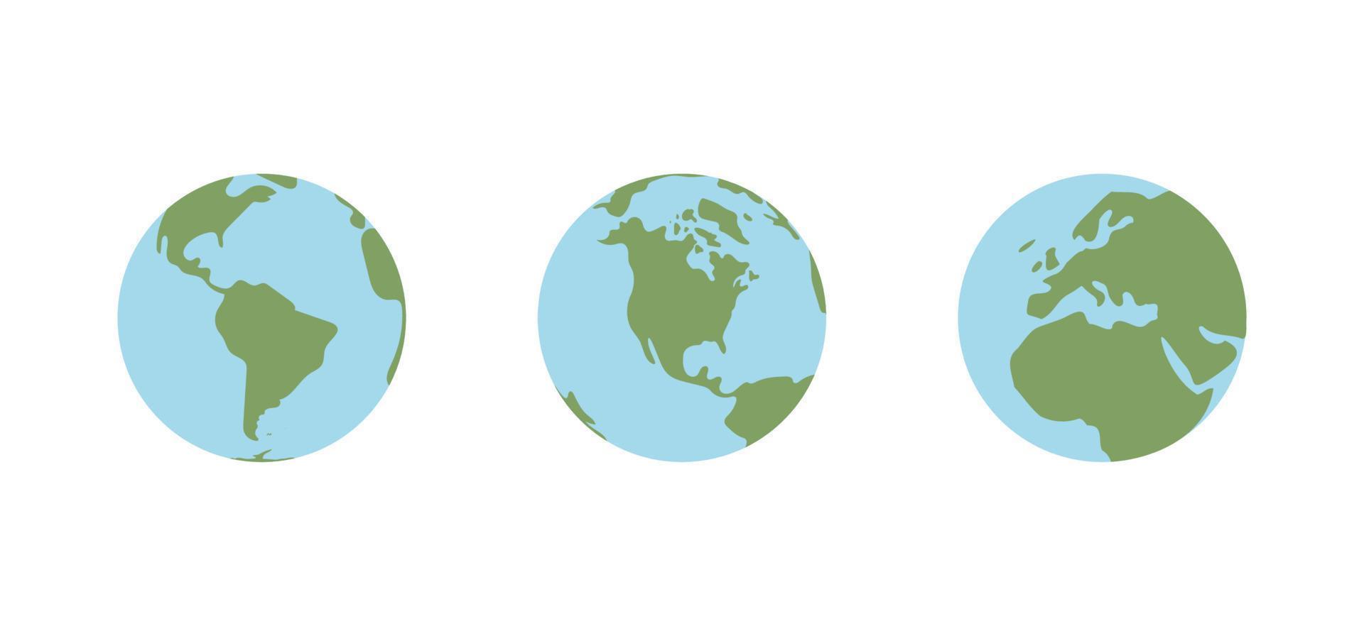 globo mondo carta geografica. pianeta terra piatto vettore illustrazione. scarabocchio carta geografica con continenti e oceani.