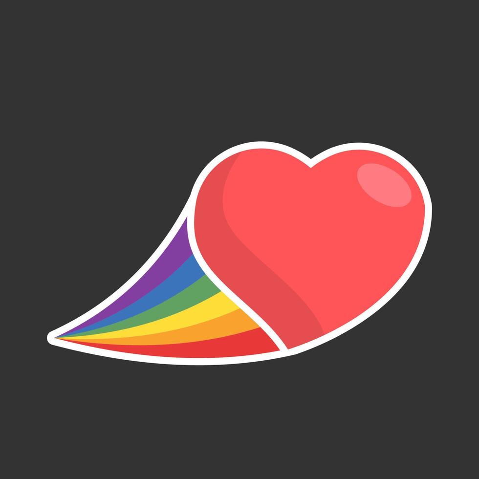 cuore icona con arcobaleno bandiera coda. lgbt supporto e amore design. lesbica, gay, bisessuale, transgender rappresentazione simbolo. vettore