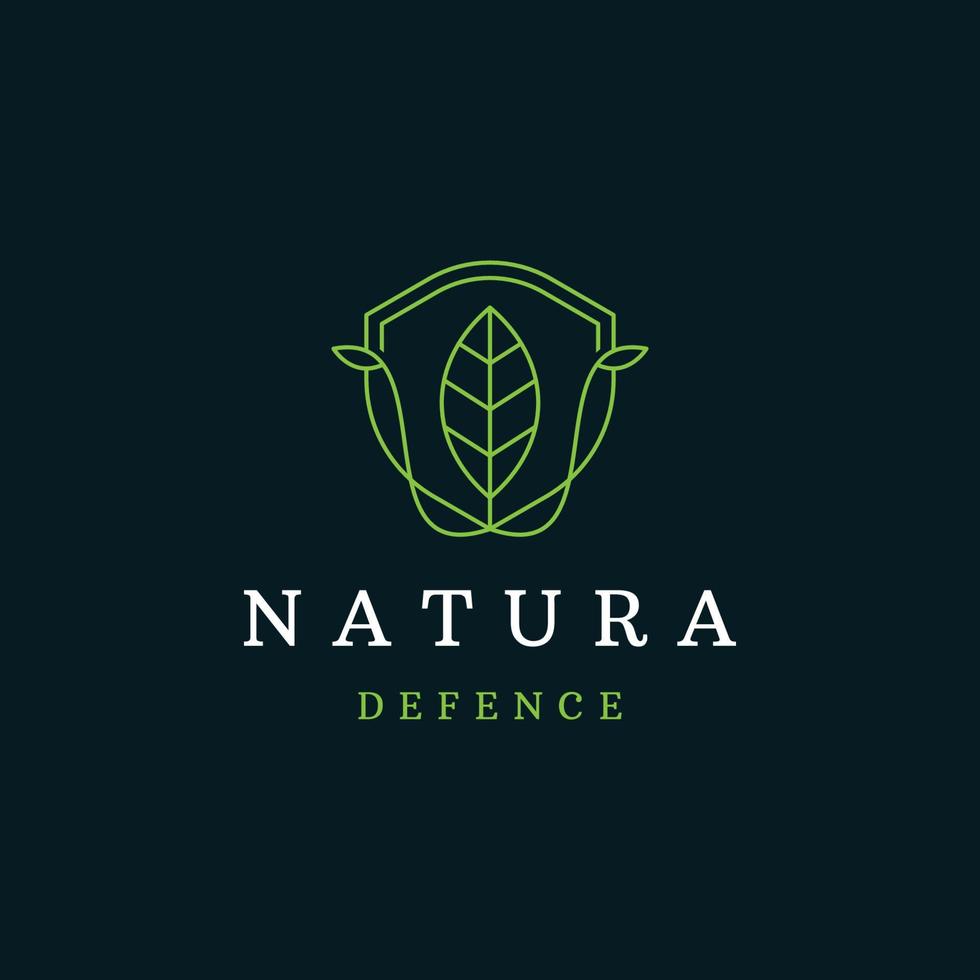 foglia natura difesa linea logo icona design modello piatto vettore