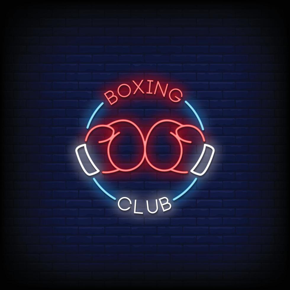 vettore del testo di stile delle insegne al neon del club di boxe