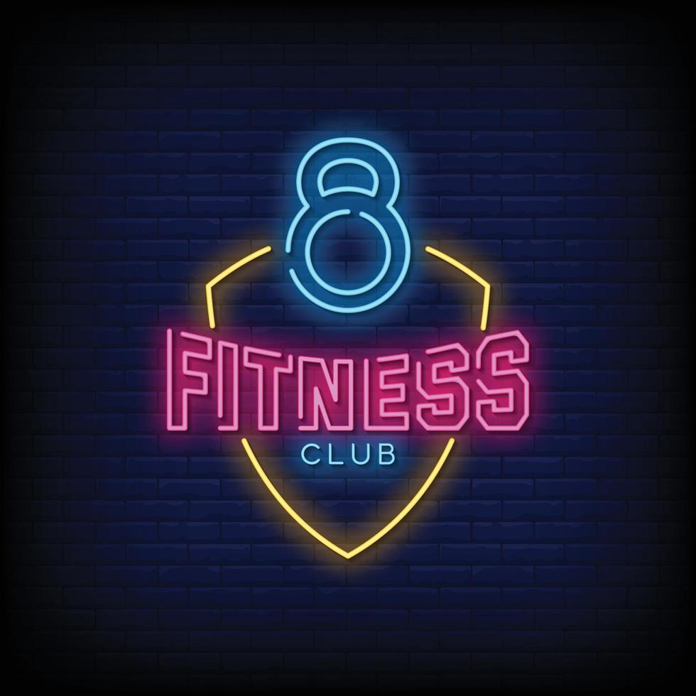 vettore del testo di stile delle insegne al neon del club di fitness