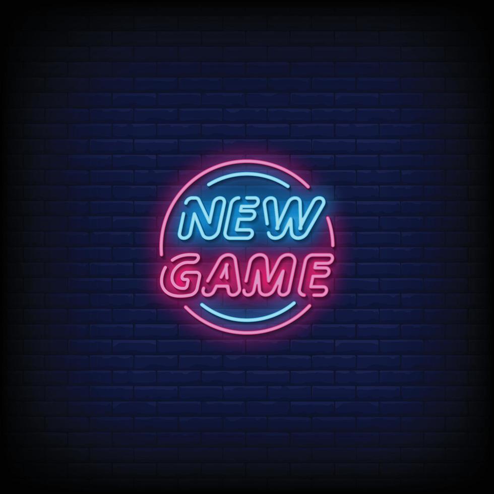 nuovo gioco insegne al neon stile testo vettoriale