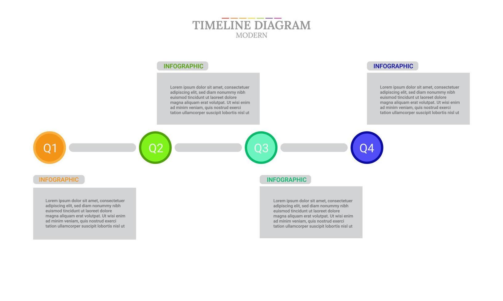 Informazioni grafico tempo linea modello, 4 presentazione passaggi Stampa vettore