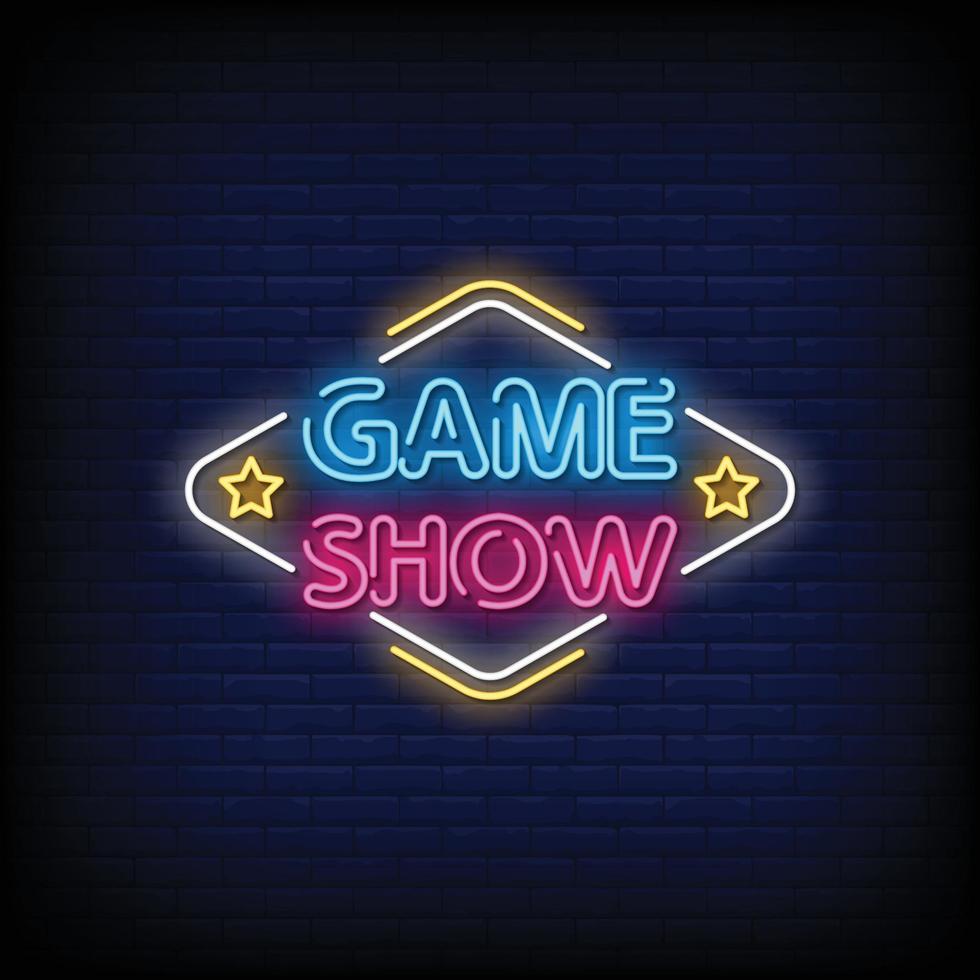 game show insegne al neon stile testo vettoriale