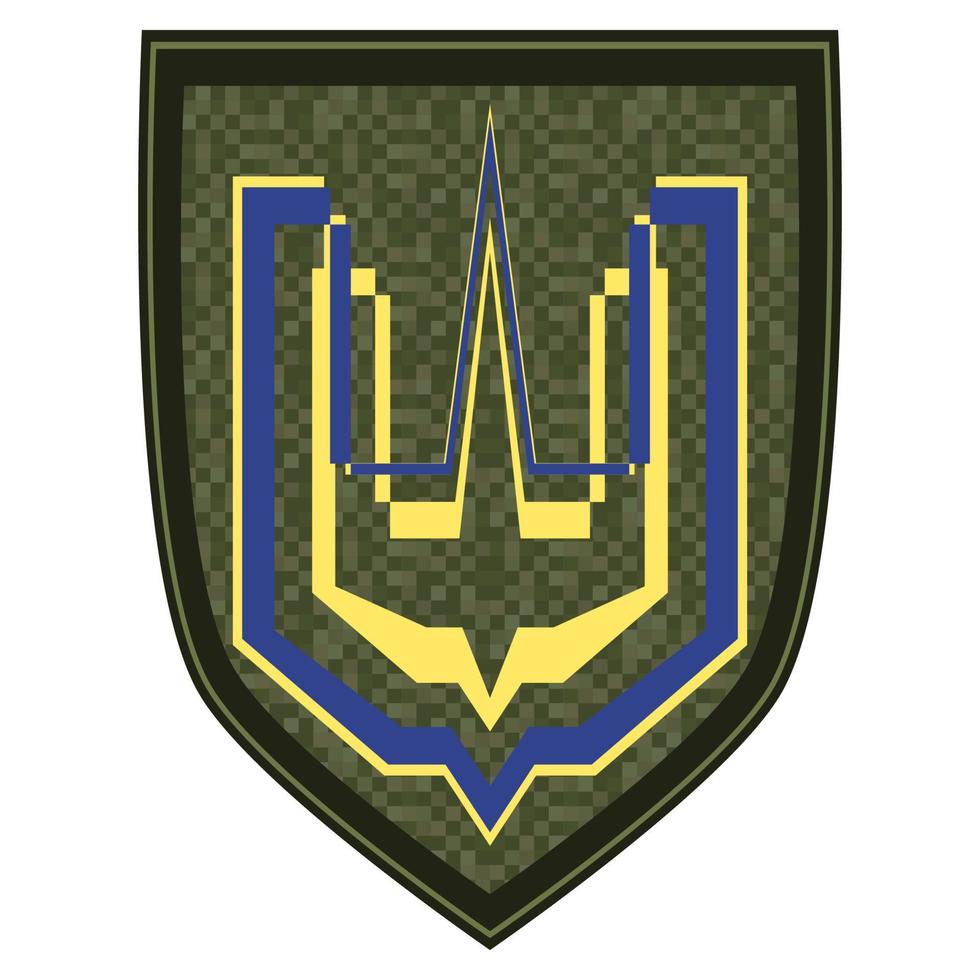 uniforme cartello con d'oro tridente. verde militare ranghi spalla distintivo. esercito soldato chevron. colorato vettore illustrazione isolato su bianca sfondo.