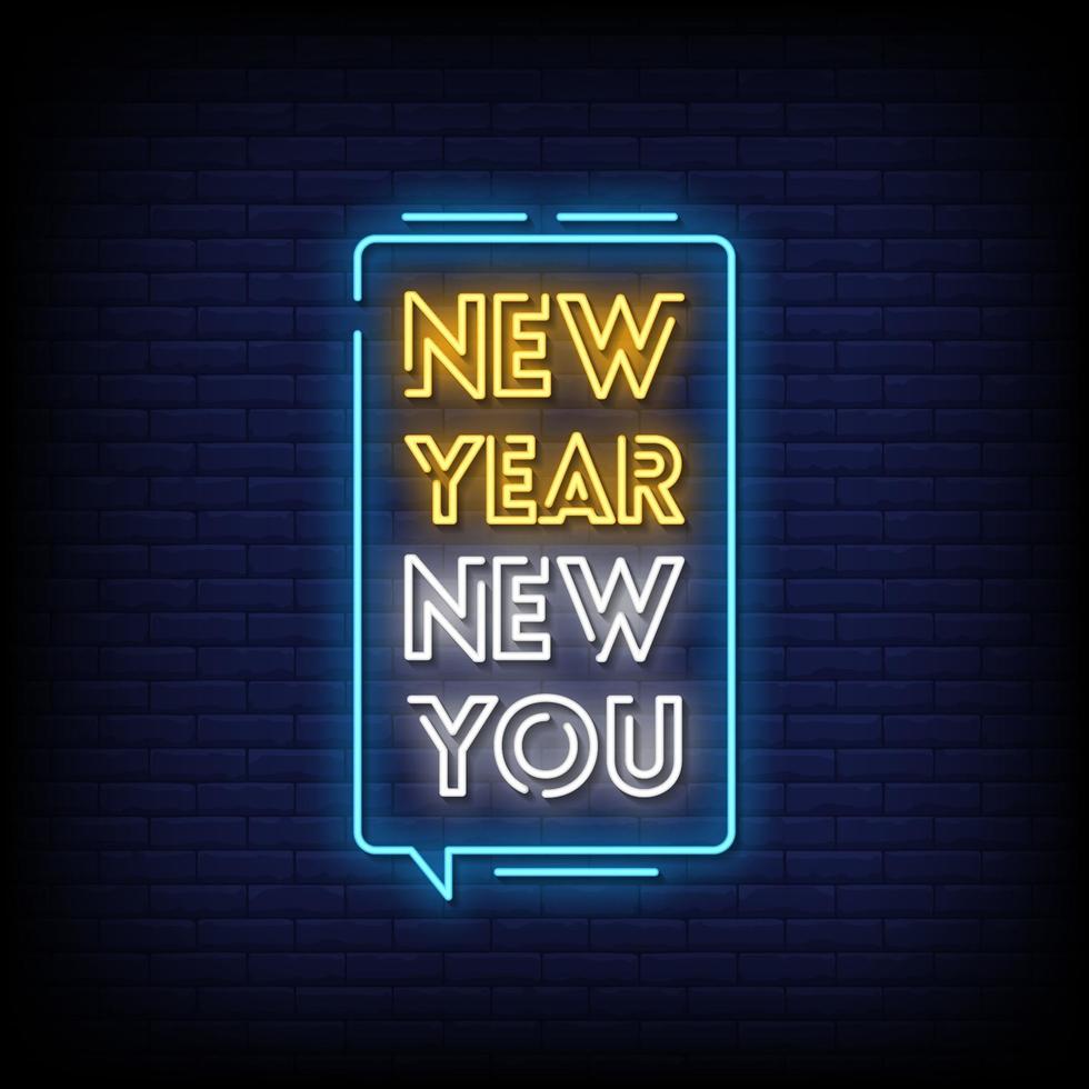 nuovo anno nuovo te insegne al neon stile testo vettoriale