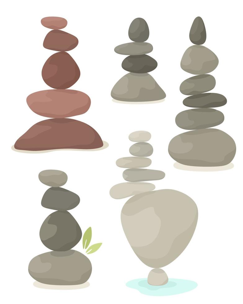 set di bilanciamento piramide di pietre, armonia, equilibrio. illustrazione vettoriale in stile piatto.