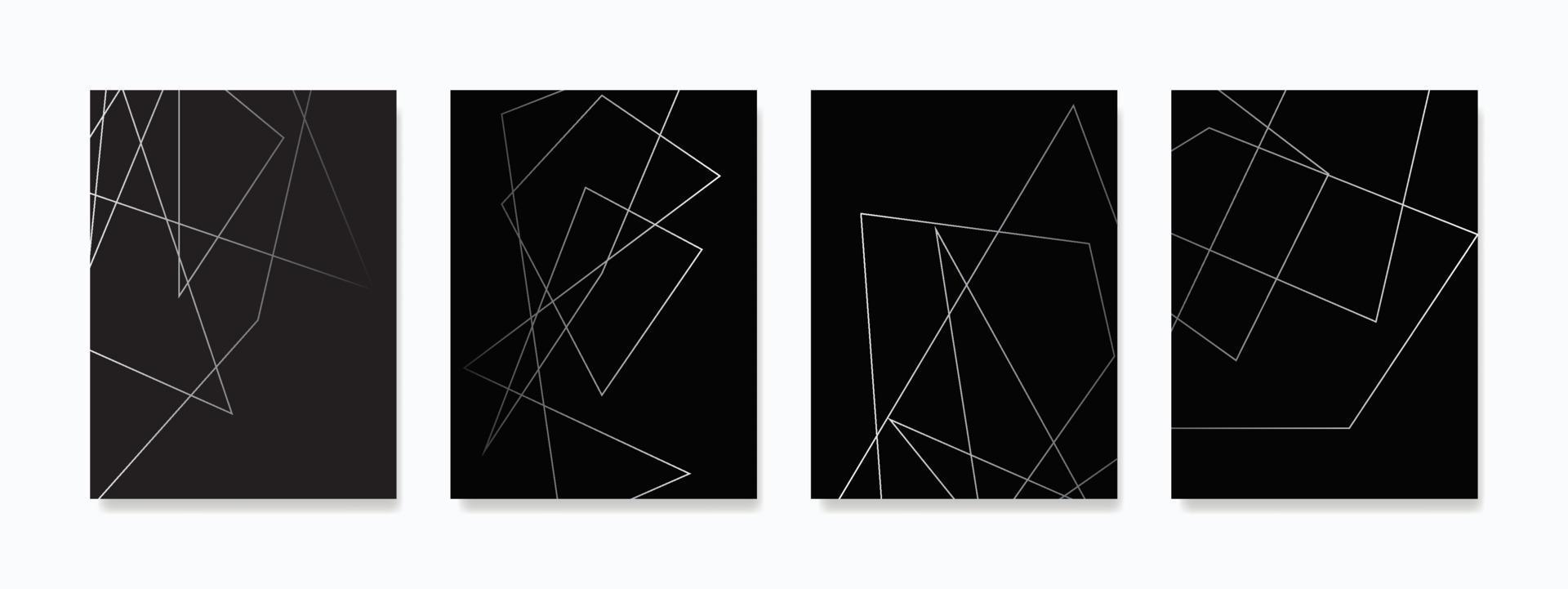 un' collezione di astratto linea arte geometrico parete arredamento con monocromatico Linee su un' buio sfondo. ideale per interno design e parete impiccagioni. vettore