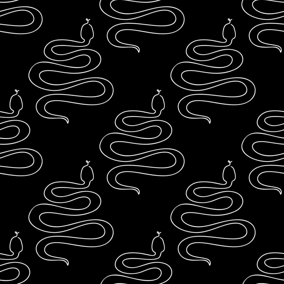 senza soluzione di continuità modello con serpenti illustrazione nel linea arte stile bianca colore su nero vettore