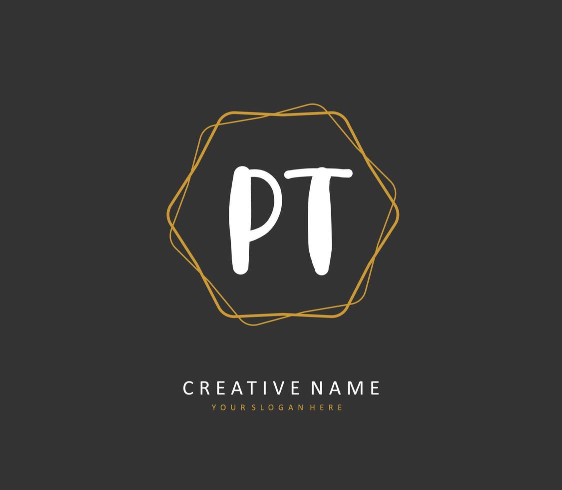 p t pt iniziale lettera grafia e firma logo. un' concetto grafia iniziale logo con modello elemento. vettore