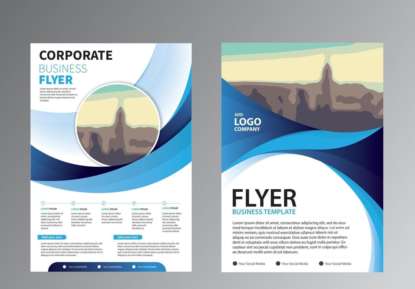 set di modelli di business flyer blu vettore