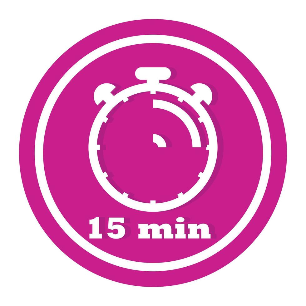 15 minuti Timer orologio vettore icona, cronometrista icona, piatto orologio icona pulsante con realistico ombra, e moderno ui UX sito web navigatore, cronometro orologio simbolo vettore illustrazione