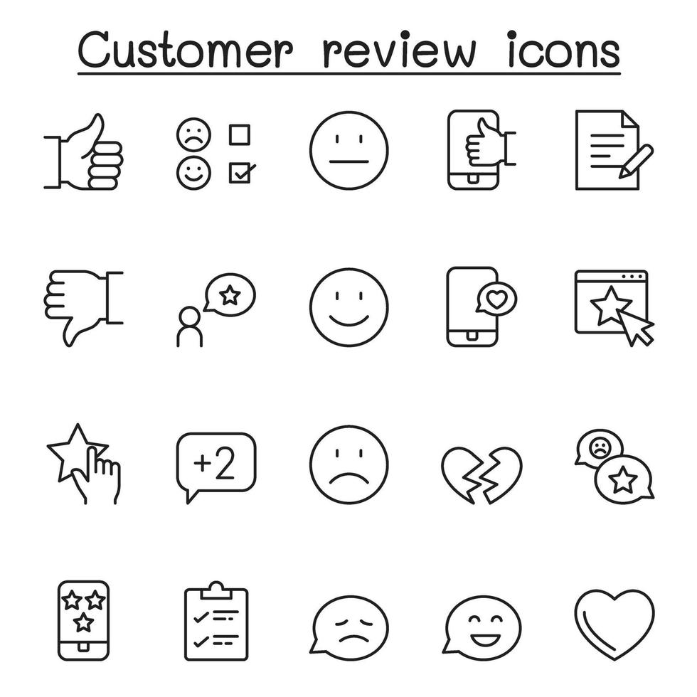 icone di revisione del cliente impostate in stile linea sottile vettore