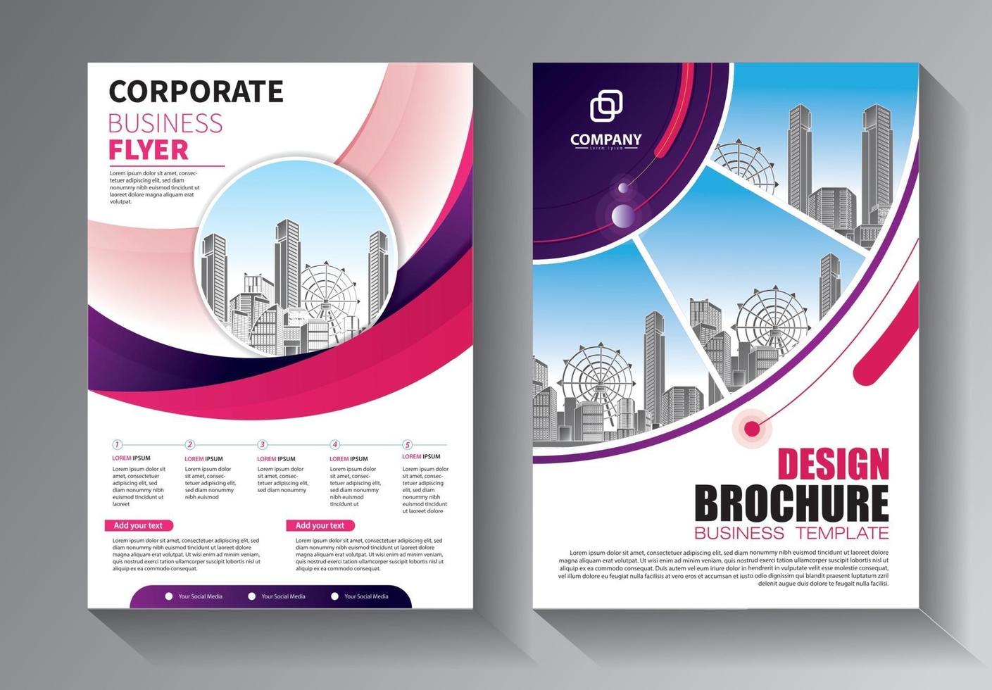 design brochure, layout moderno di copertina, set di report annuali vettore