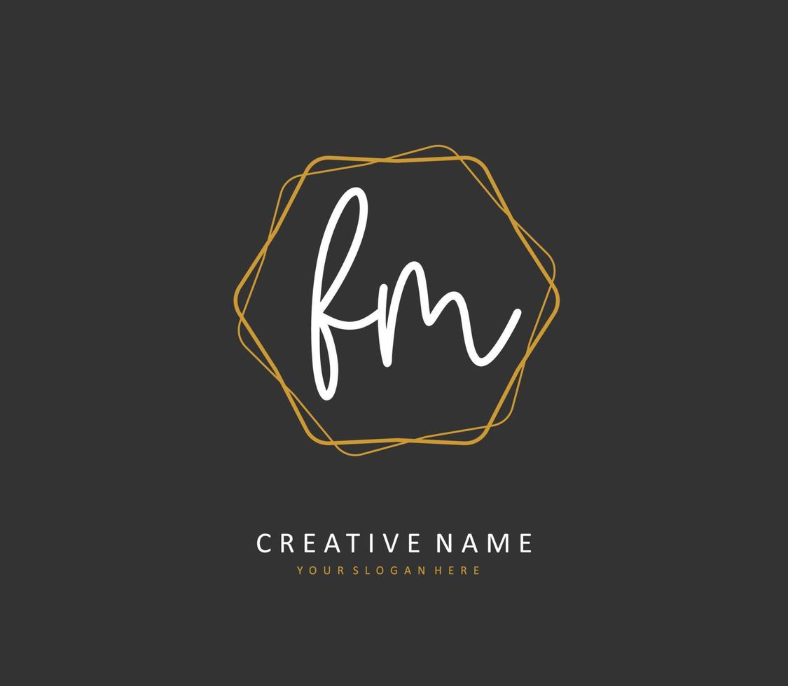 f m fm iniziale lettera grafia e firma logo. un' concetto grafia iniziale logo con modello elemento. vettore