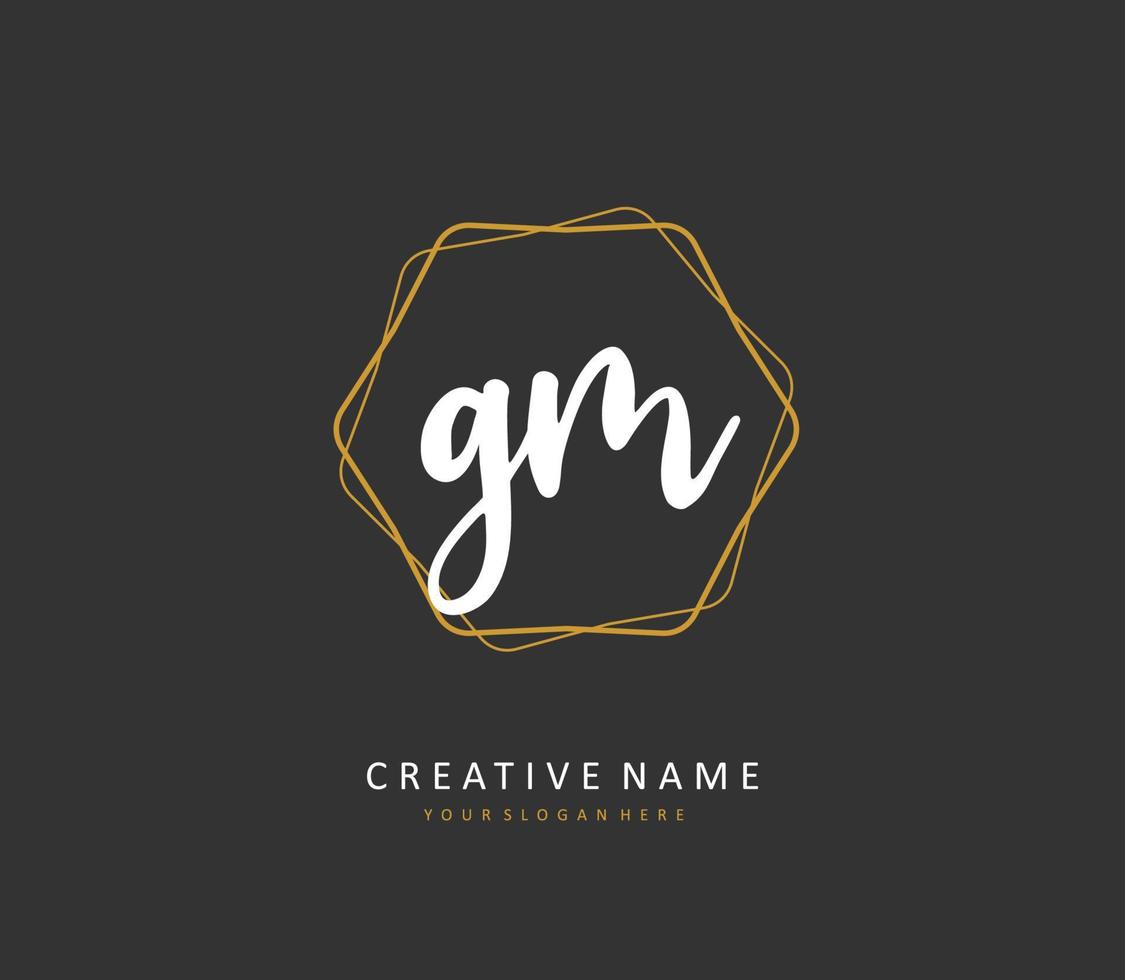 g m gm iniziale lettera grafia e firma logo. un' concetto grafia iniziale logo con modello elemento. vettore