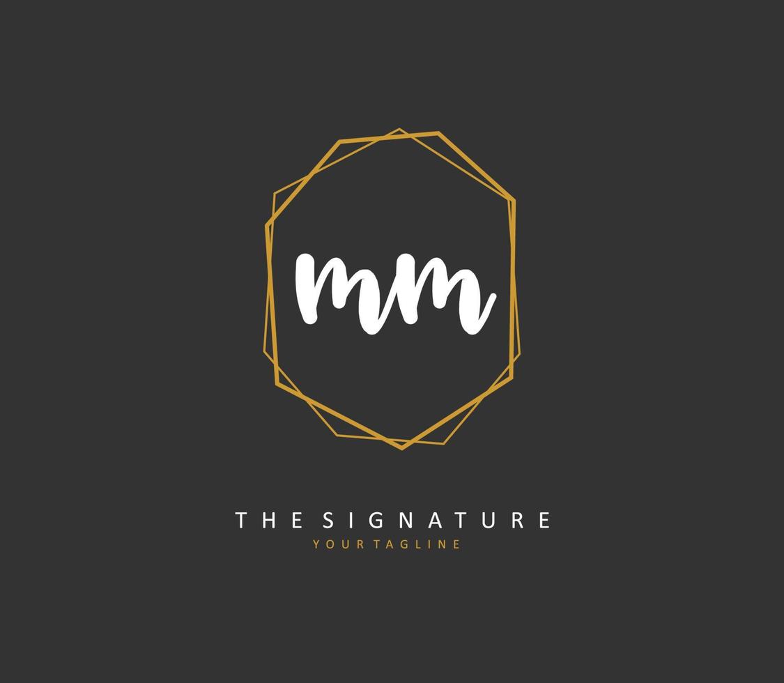 m mm iniziale lettera grafia e firma logo. un' concetto grafia iniziale logo con modello elemento. vettore