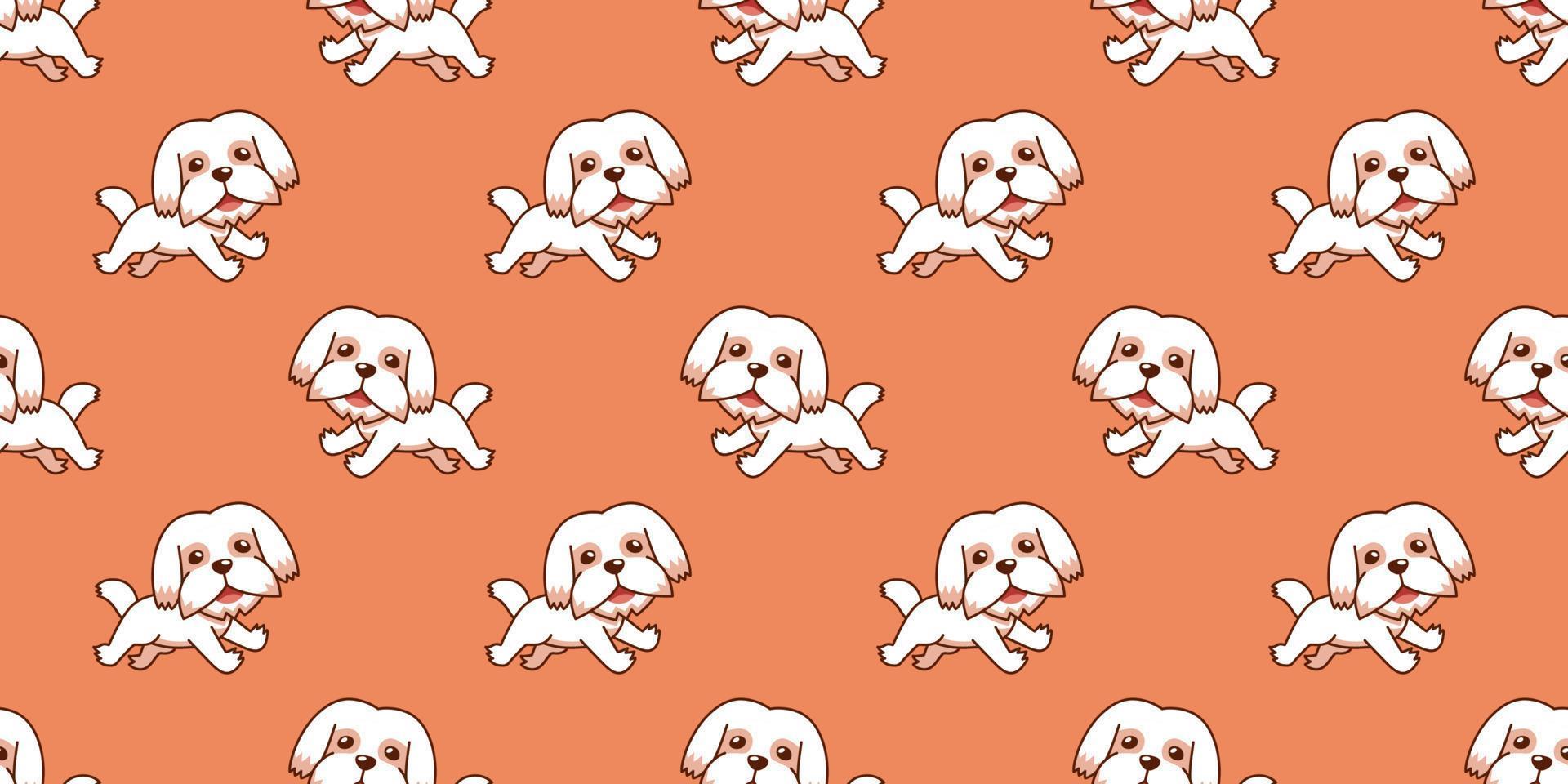 vettore cartone animato shih tzu cane senza soluzione di continuità modello sfondo