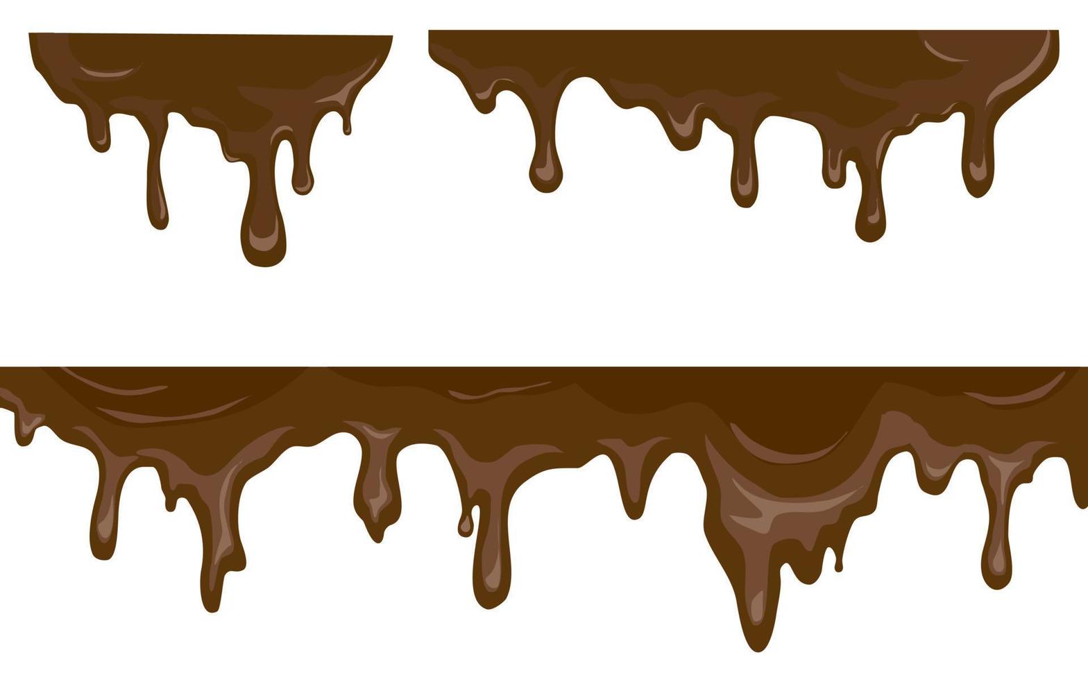 impostato di gocciolante cioccolato fuso isolato su bianca sfondo vettore