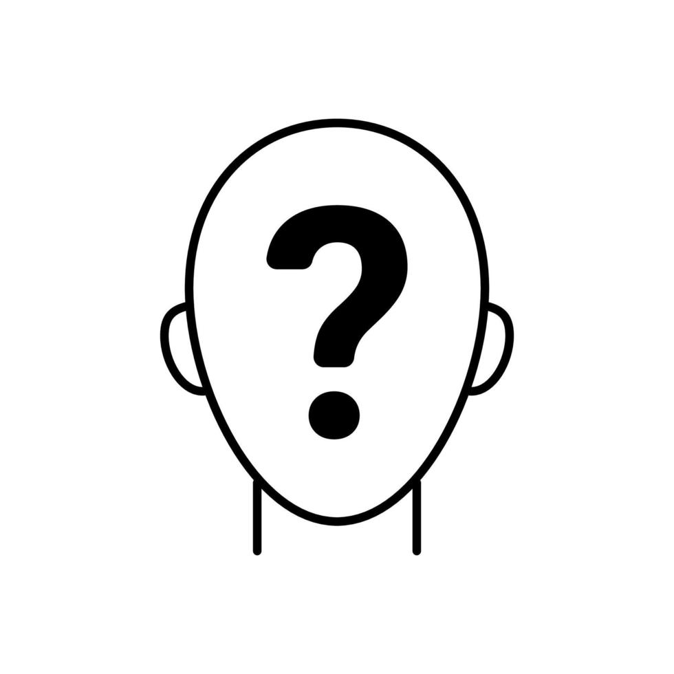 anonimo, testa con cartello domanda, linea icona. chi persona concetto, ricerca adatto candidato, invisibile uomo. vettore illustrazione