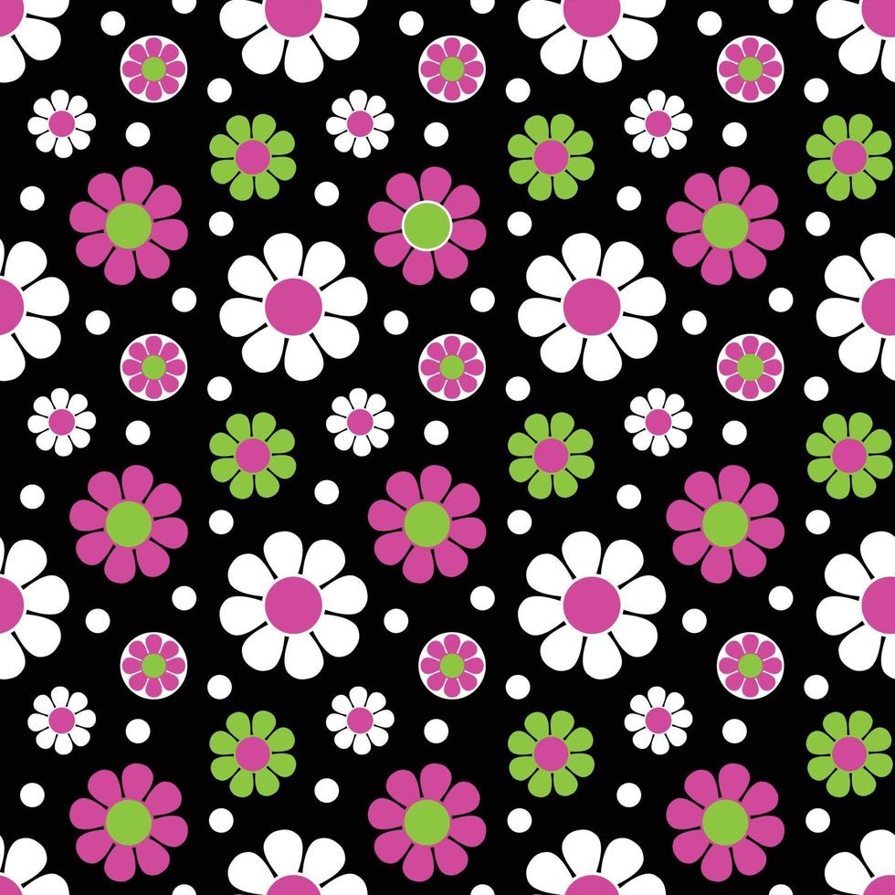 mod rosa verde nero senza soluzione di continuità daisy flower modello vettoriale