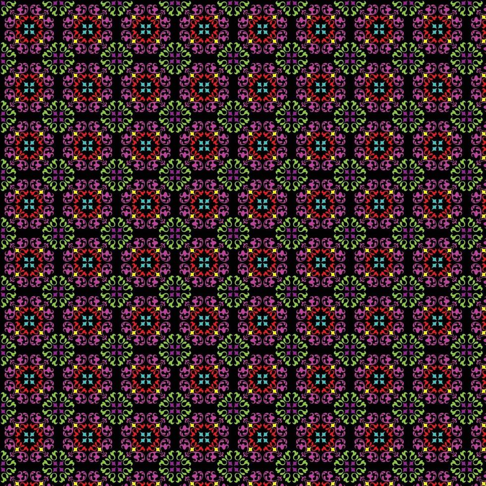 neon intricato seamless pattern di piastrelle su sfondo nero vettore