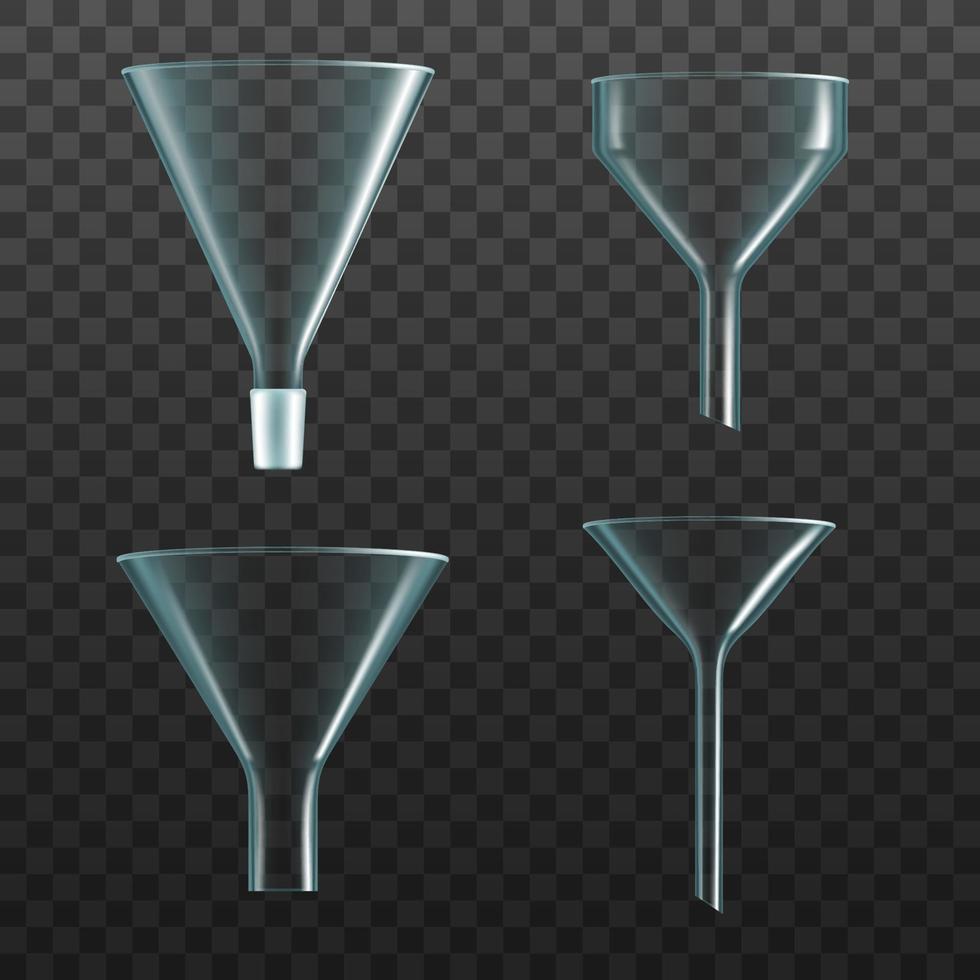 bicchiere imbuto, realistico trasparente filtro coppa vettore