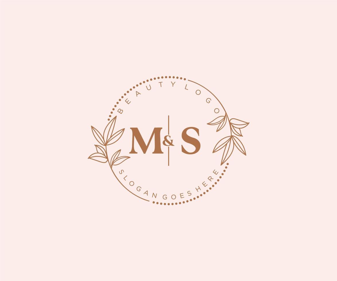 iniziale SM lettere bellissimo floreale femminile modificabile prefabbricato monoline logo adatto per terme salone pelle capelli bellezza boutique e cosmetico azienda. vettore