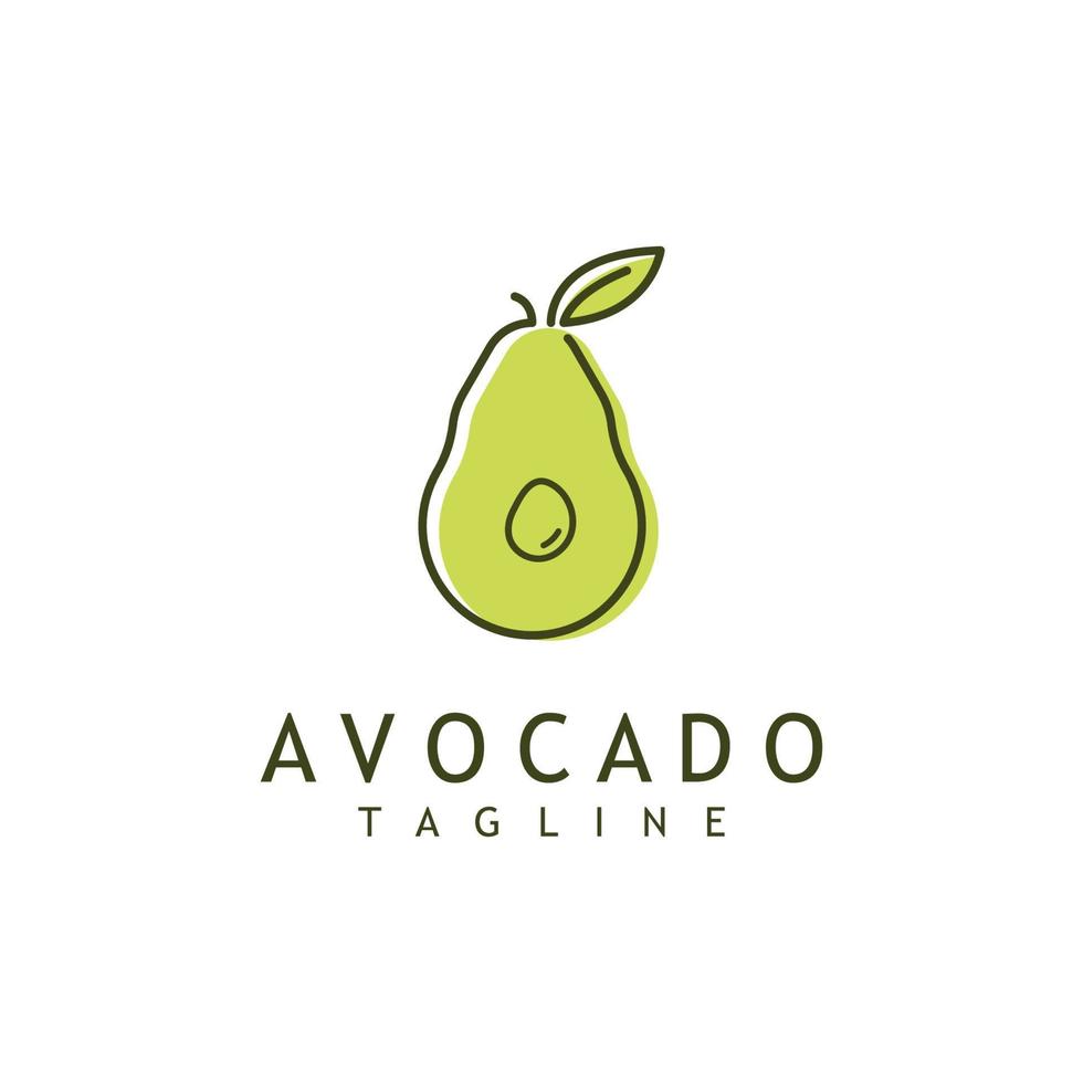 naturale fresco avocado frutta logo modello. vettore illustrazione di metà avocado frutta con le foglie.