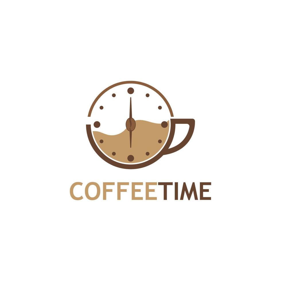 caffè tempo vettore illustrazione logo modello con piatto concetto.