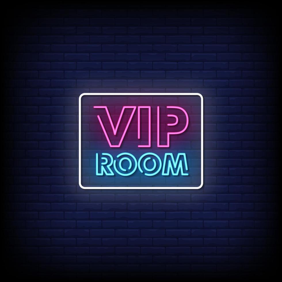 vip room insegne al neon stile testo vettoriale