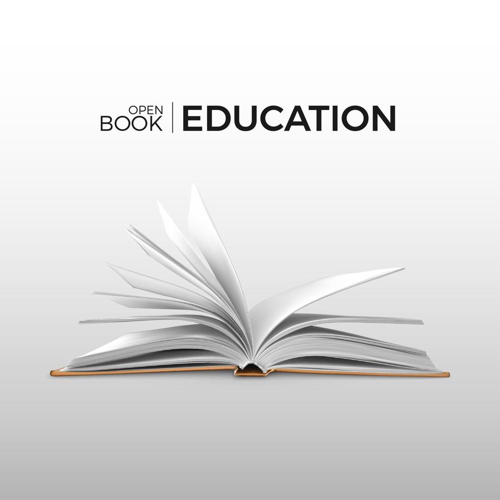 formazione scolastica e studia realistico Aperto libro con bianca pagine. manuale modello. vettore illustrazione