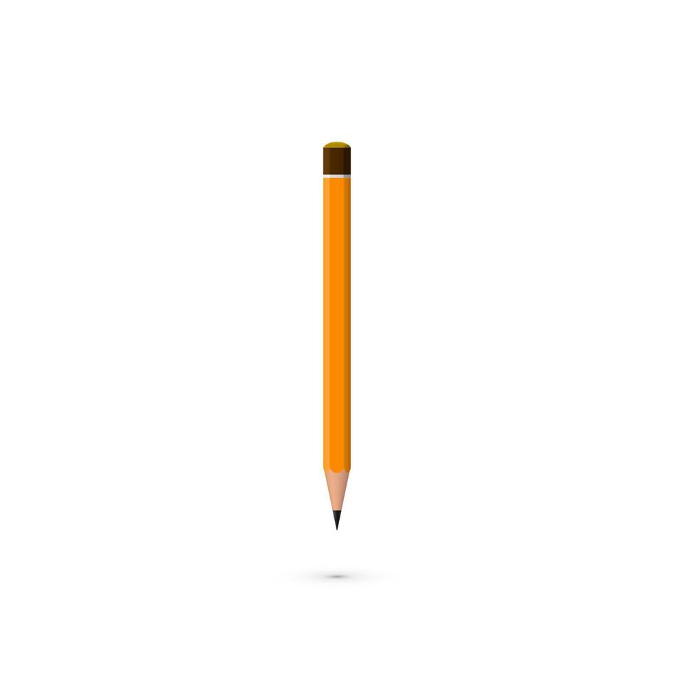 giallo realistico matita con ombra. vettore illustrazione isolato su bianca sfondo