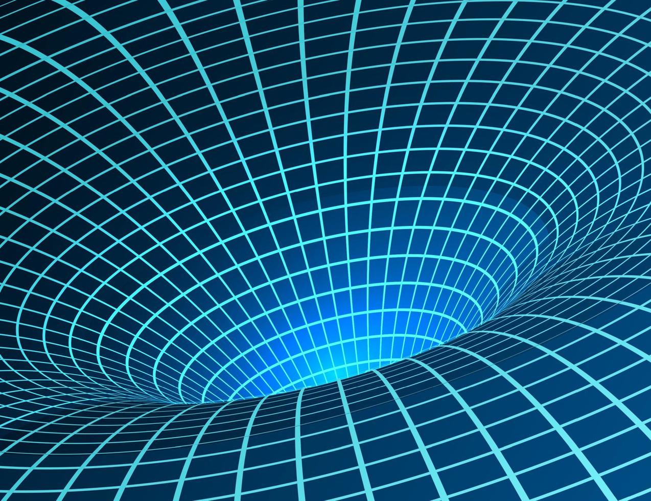 wormhole. singolarità e evento orizzonte - ordito spazio e volta. digitale visualizzazione di nero buco. vettore illustrazione