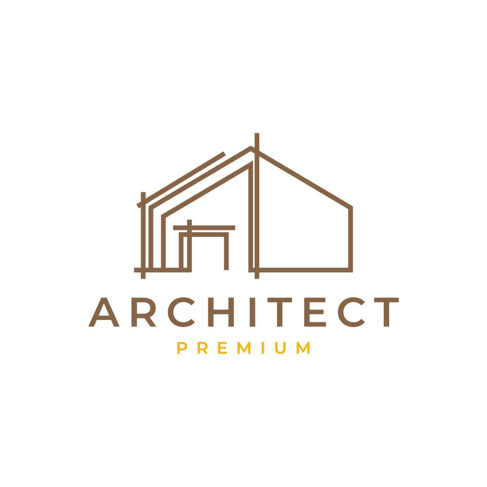 casa architetto struttura costruzione minimalista moderno futuro semplice linea logo design vettore